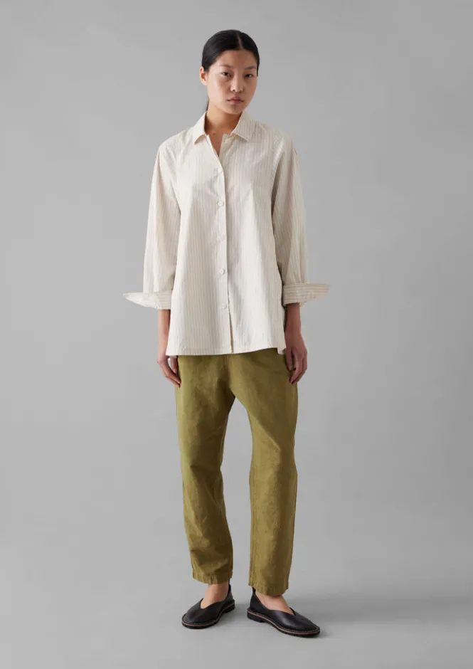 Linen|Trousers-TOAST Alix Cotton Check Trousers GoldenOlive