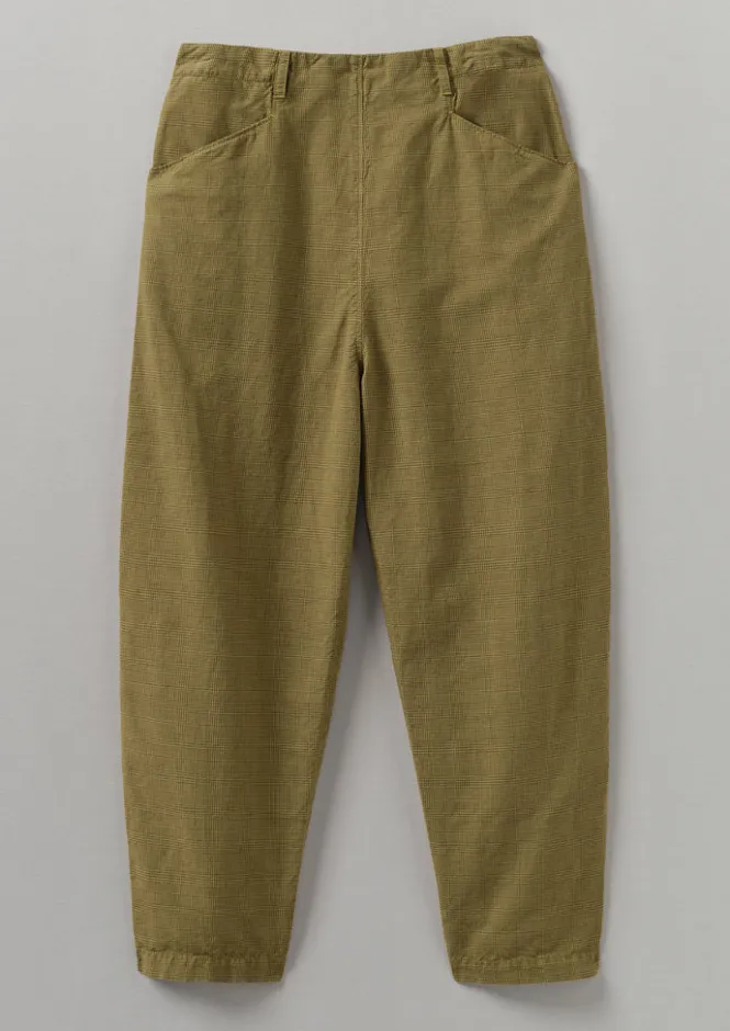 Linen|Trousers-TOAST Alix Cotton Check Trousers GoldenOlive