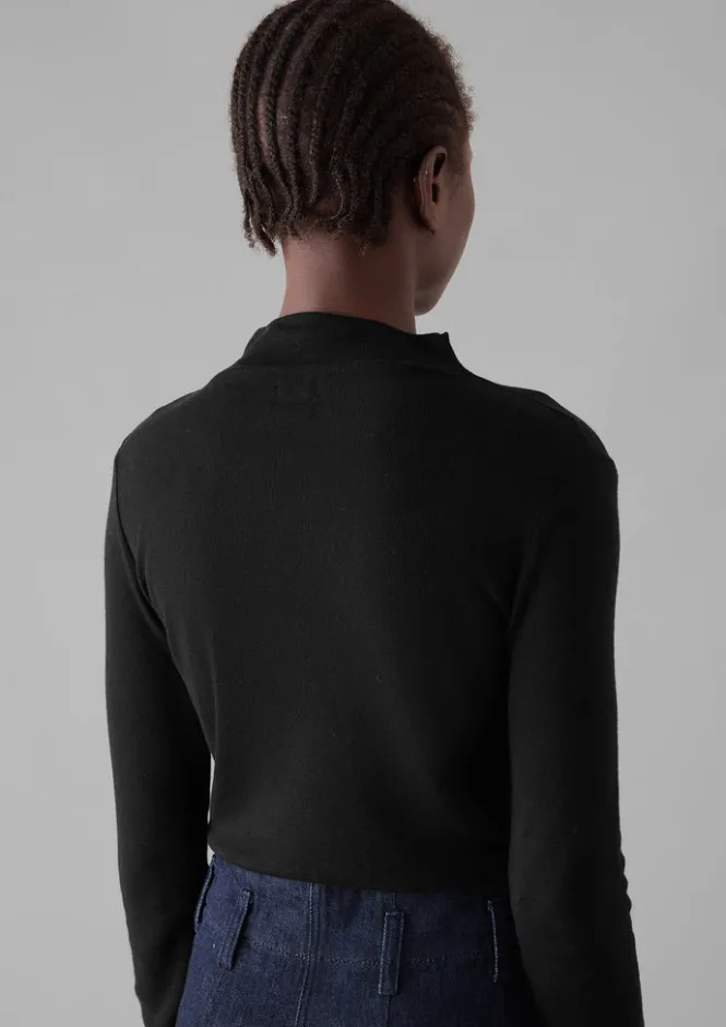 Jersey|Tops & Tees-TOAST Aster Wool Lyocell High Neck Tee Black