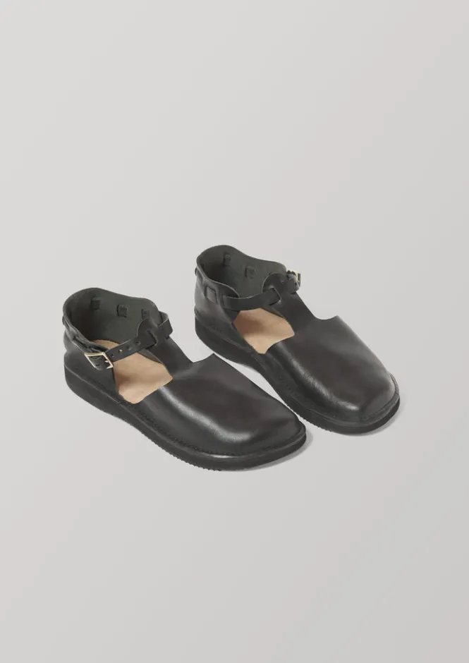 Sandals|Shoes-TOAST Aurora T Strap Leather Shoes Black