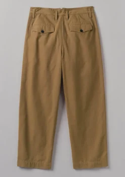 Trousers-TOAST Bill Cotton Wide Leg Trousers Acorn