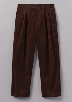 Cord|Trousers-TOAST Bill Organic Cord Wide Leg Trousers Chestnut