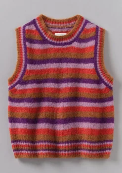 Knitwear-TOAST Brushed Alpaca Blend Stripe Tank AmethystMulti