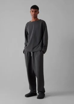 Loungewear|Trousers-TOAST Brushed Cotton Hemp Lounge Trousers Charcoal