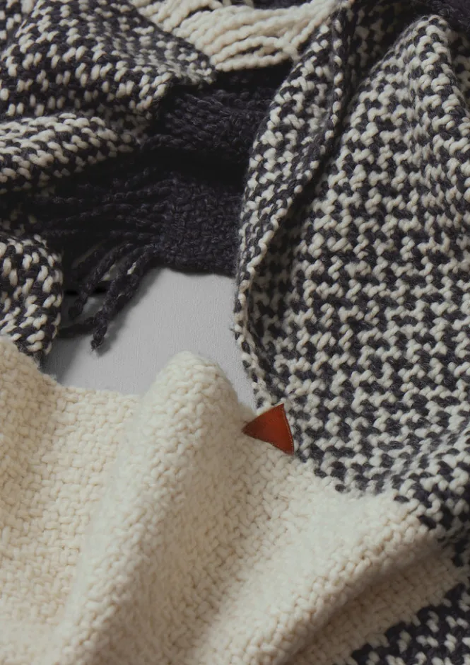 Hats, Scarves & Gloves|Knitwear-TOAST Check Merino Blend Wrap Slate/Ecru