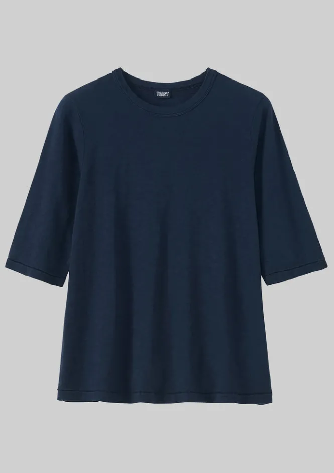 Jersey|Tops & Tees-TOAST Cleo Garment Dyed Organic Cotton Tee Indigo