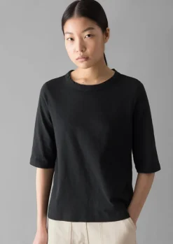 Jersey|Tops & Tees-TOAST Cleo Garment Dyed Organic Cotton Tee CarbonBlack
