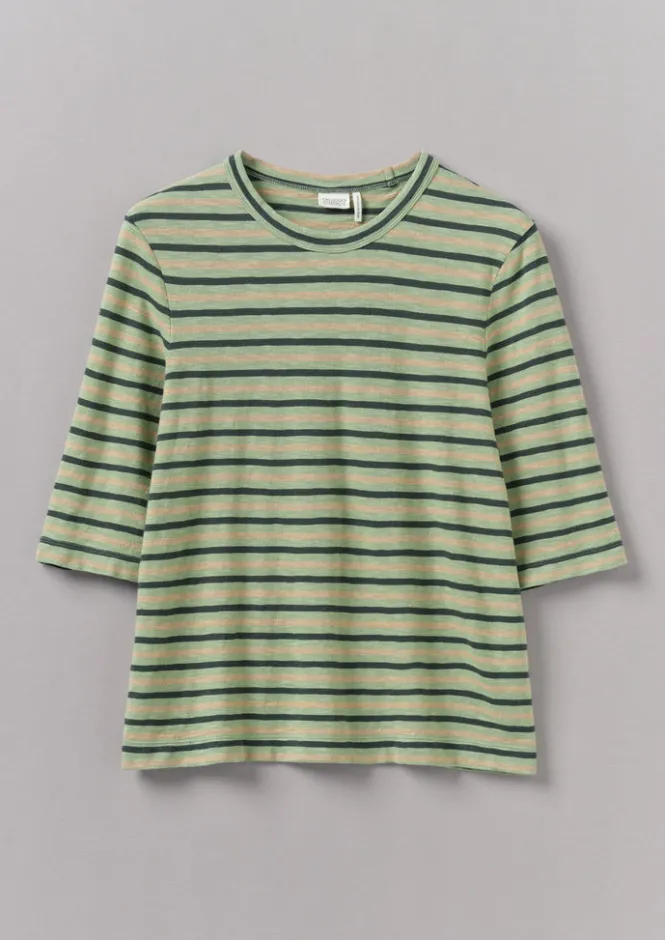 Jersey|Tops & Tees-TOAST Cleo Stripe Cotton Half Sleeve Tee Sage