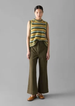 Trousers-TOAST Cotton Canvas Kick Flare Trousers Seaweed