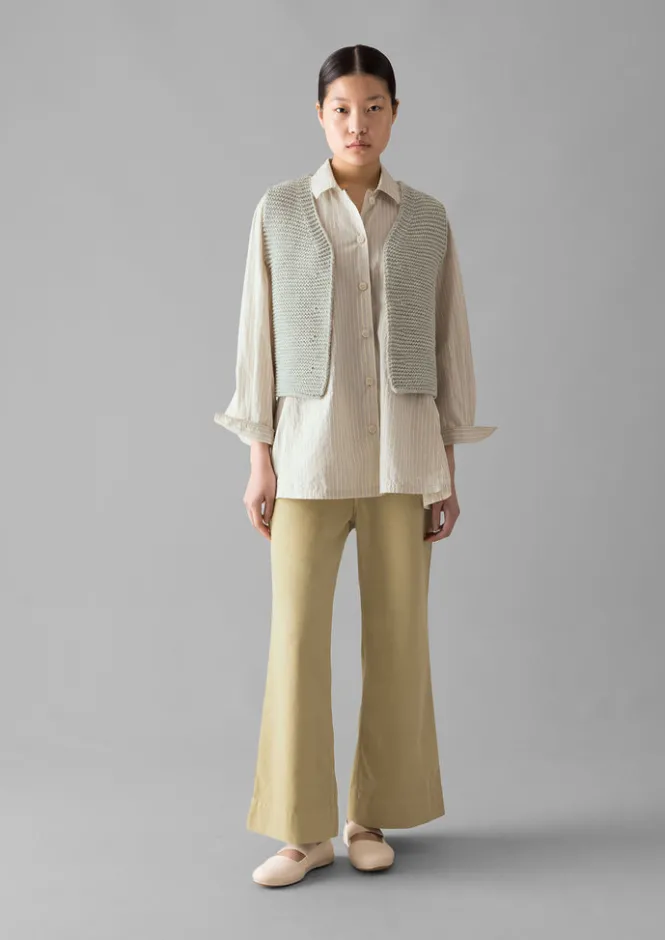 Trousers-TOAST Cotton Canvas Kick Flare Trousers ShaleStone