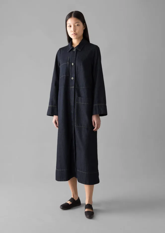 Denim|Workwear-TOAST Cotton Hemp Denim Dress Indigo