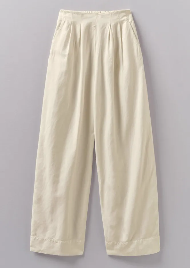 Linen|Trousers-TOAST Cotton Linen Wide Leg Trousers Parchment
