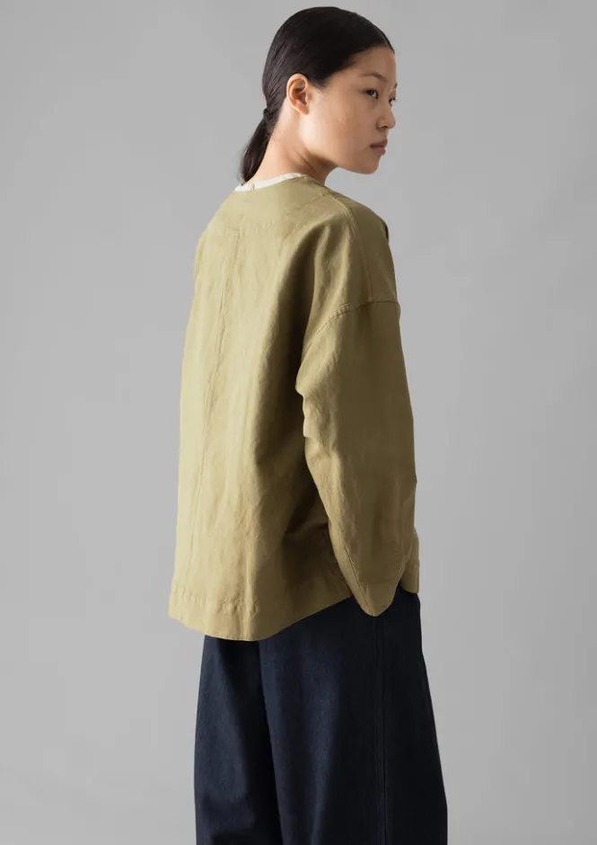 Linen|Coats & Jackets-TOAST Cotton Linen Wrap Jacket GoldenSand