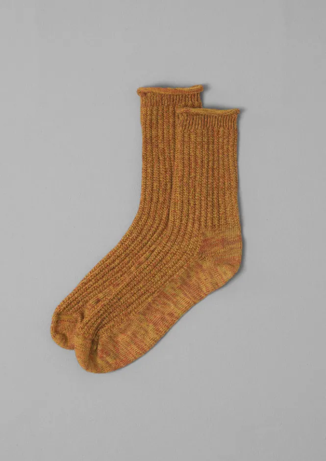 Socks & Tights-TOAST Cotton Marl Socks Mustard
