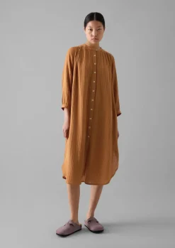 Nightwear|Loungewear-TOAST Crinkle Cotton Kaftan Nightdress SoftCaramel