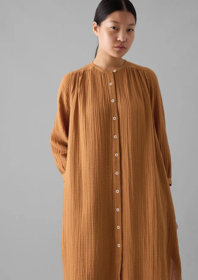 Nightwear|Loungewear-TOAST Crinkle Cotton Kaftan Nightdress SoftCaramel