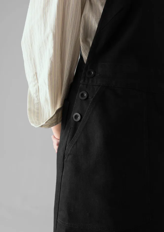 Denim|Dresses-TOAST Denim Pinafore Dress Black