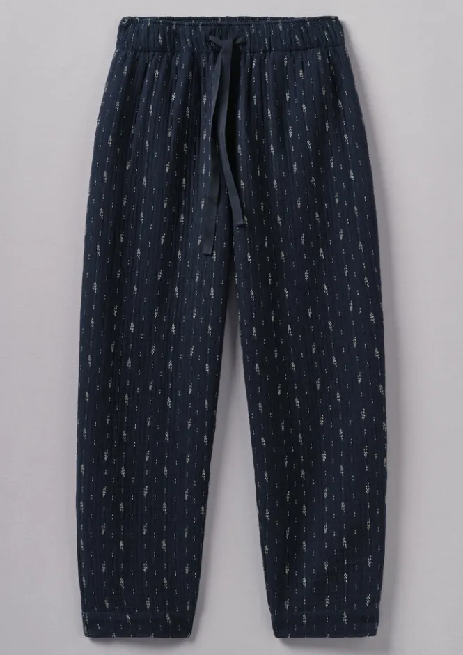 Loungewear|Trousers-TOAST Dobby Stitch Cotton Lounge Trousers IndigoBlue