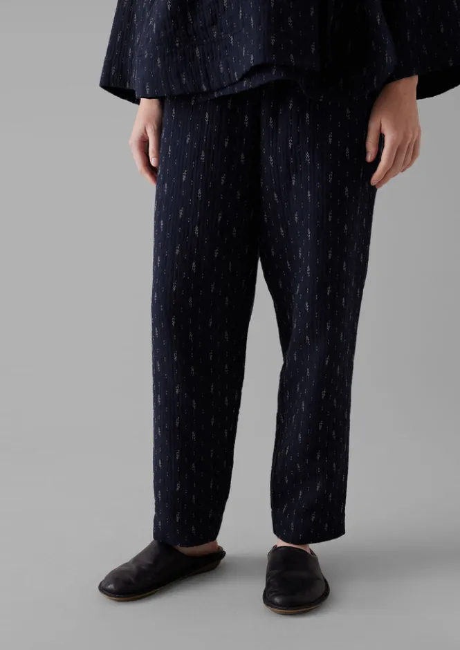 Loungewear|Trousers-TOAST Dobby Stitch Cotton Lounge Trousers IndigoBlue