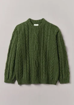 Knitwear-TOAST Donegal Wool Cable Sweater GreenJasper