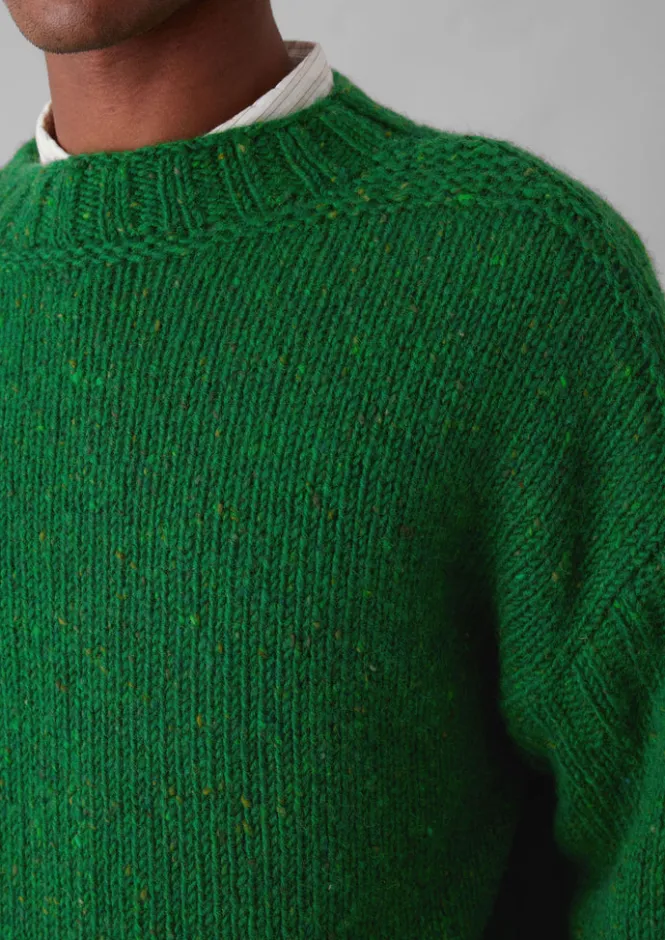 Knitwear-TOAST Donegal Wool High Neck Easy Sweater Emerald