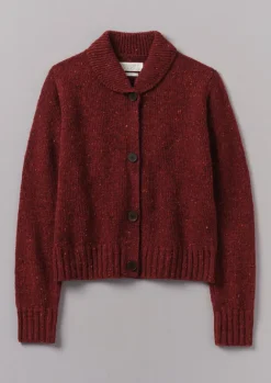 Knitwear-TOAST Donegal Wool Round Collar Cardigan Russet