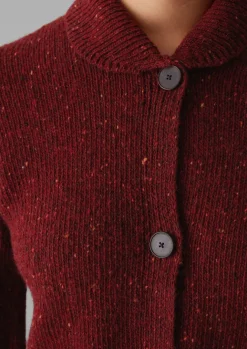 Knitwear-TOAST Donegal Wool Round Collar Cardigan Russet