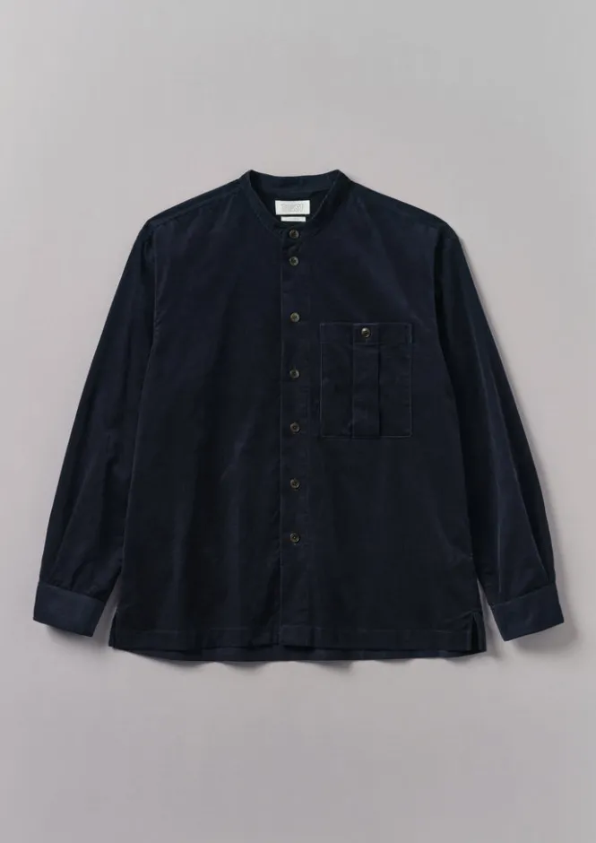 Cord|Shirts-TOAST Dropped Shoulder Organic Cord Grandad Shirt Navy