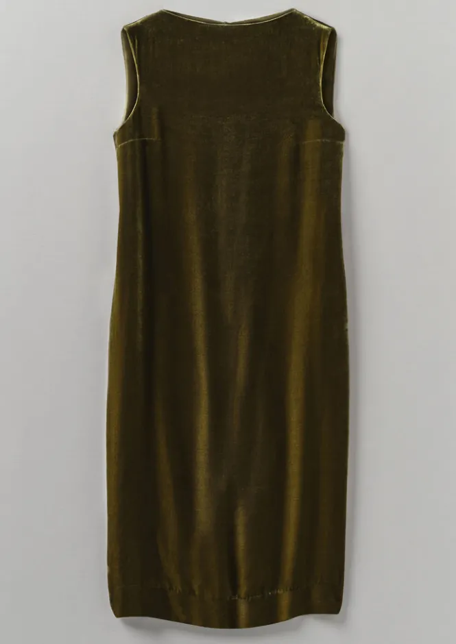 Velvet|Dresses-TOAST Fluid Silk Velvet Dress RichOlive