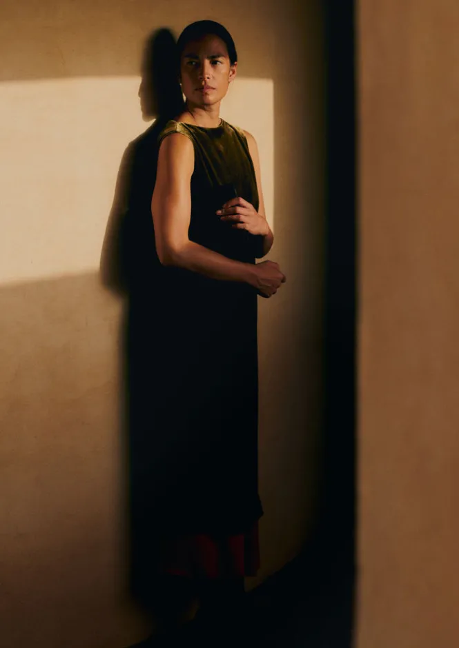 Velvet|Dresses-TOAST Fluid Silk Velvet Dress RichOlive