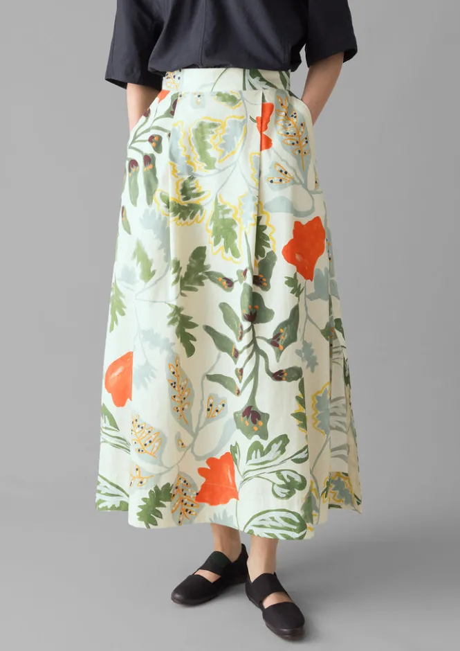 Skirts-TOAST Foliage Print Poplin Skirt Putty