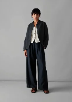 Coats & Jackets-TOAST Garment Dyed Cotton Linen Neat Jacket Slate