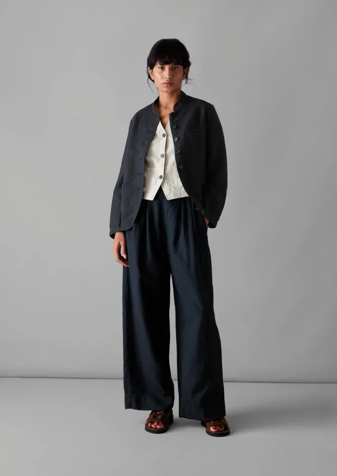 Coats & Jackets-TOAST Garment Dyed Cotton Linen Neat Jacket Slate