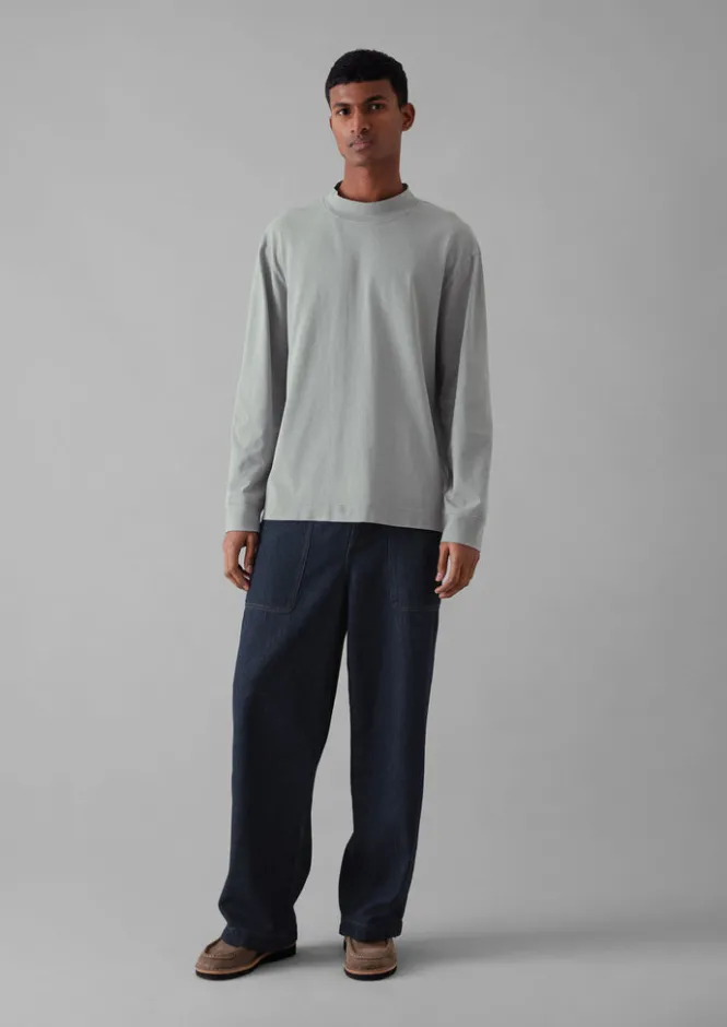Tops & Tees-TOAST Garment Dyed Cotton Long Sleeve Tee Carbon