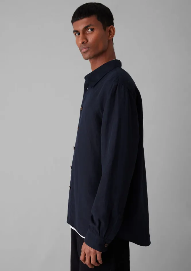 Shirts-TOAST Garment Dyed Point Collar Shirt Midnight