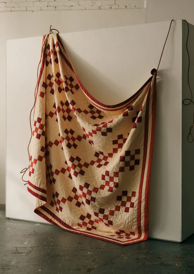 Textiles|Blankets & Throws-TOAST Geo Block Patchwork Cotton Quilt ClayRed/DeepCoral
