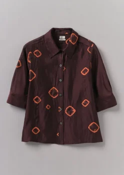 Shirts|Tops & Tees-TOAST Gia Hand Bandhini Silk Shirt Bordeaux/RedCarnelian