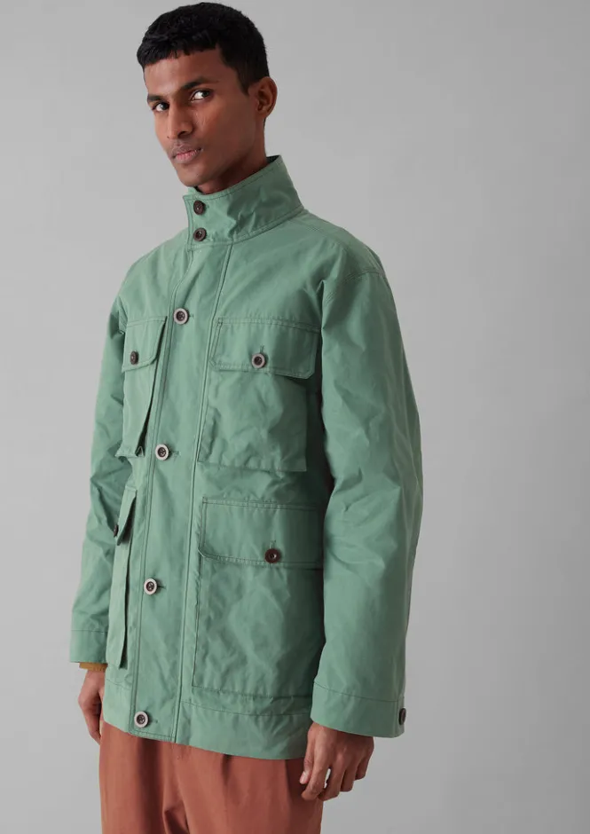 Coats & Jackets-TOAST Halley Stevensons Waxed Cotton Coat BlueJade