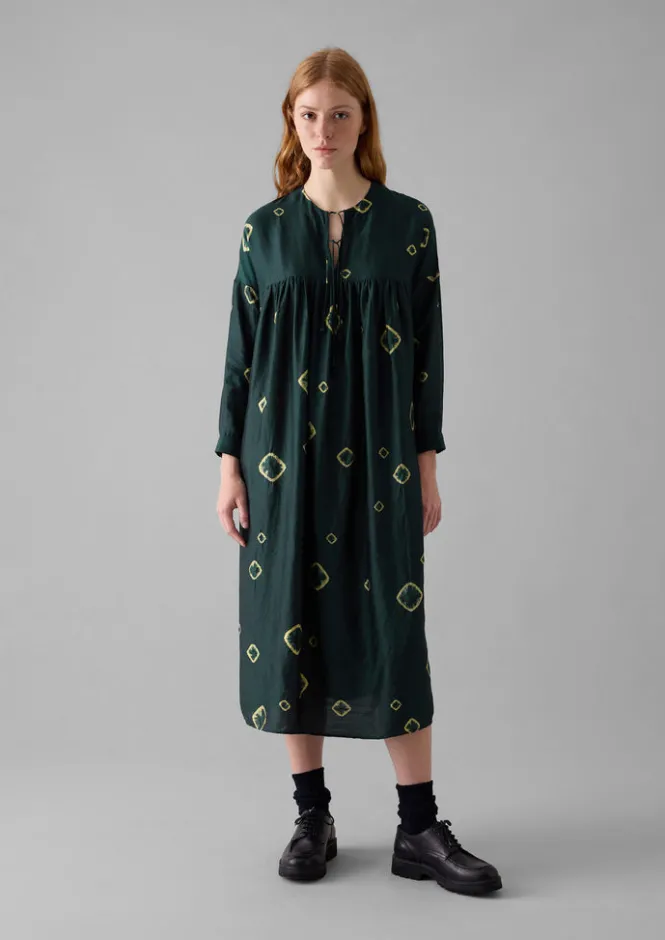 Dresses-TOAST Hand Bandhini Silk Dress OilGreen/LimeGreen