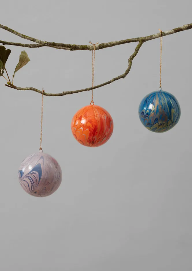 Christmas Decorations-TOAST Hand Marbled Bauble Coral