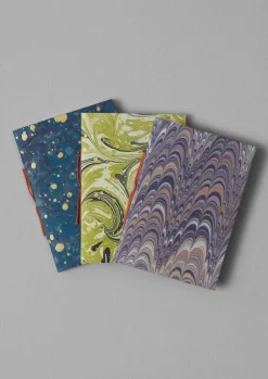 Stationery-TOAST Hand Marbled Pocket Notebook Set Multi