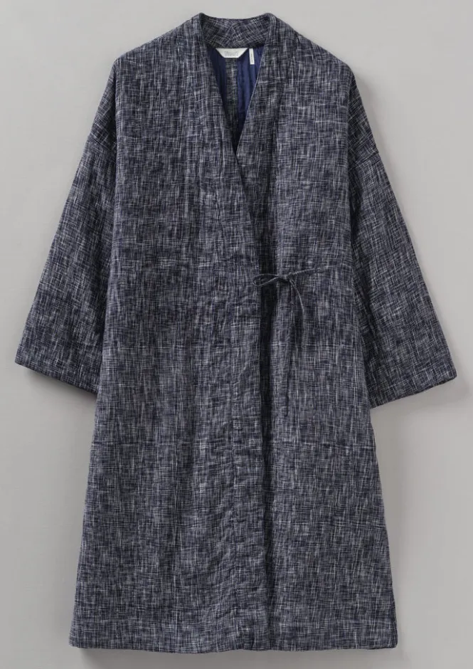 Gowns|Nightwear-TOAST Hand Woven Crosshatch Kantha Gown DeepBlue