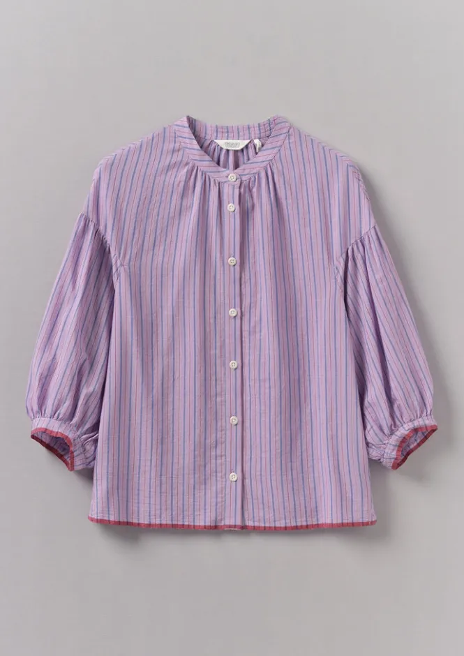 Shirts|Tops & Tees-TOAST Harmony Stripe Hand Woven Mulmul Shirt Mauve