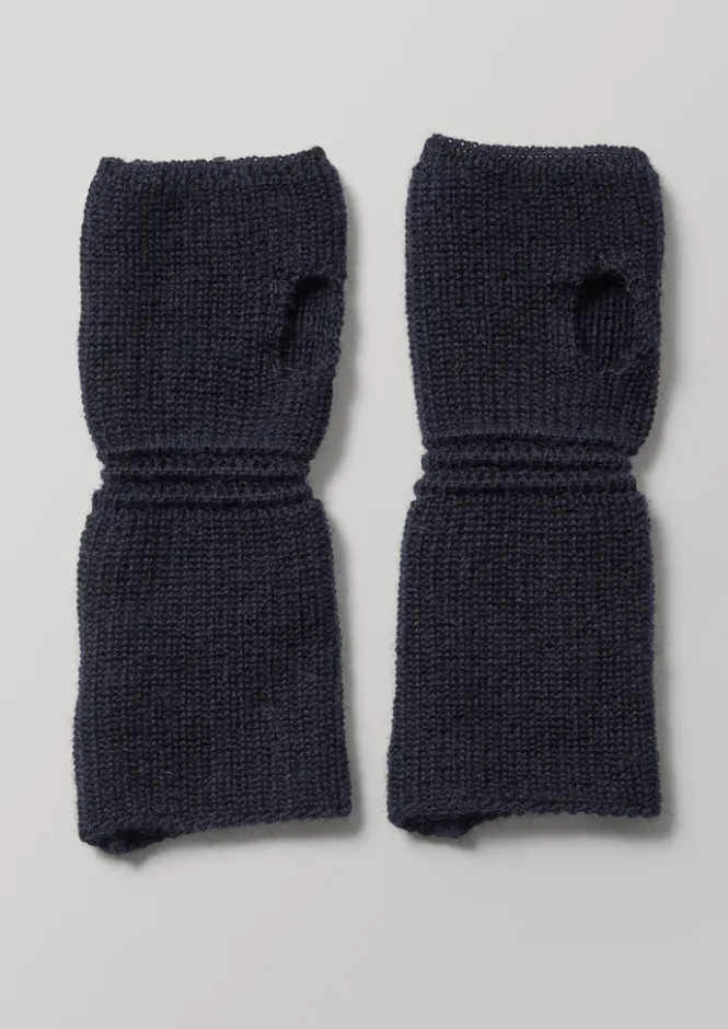 Hats, Scarves & Gloves-TOAST Heimat Wool Fingerless Gloves Ink