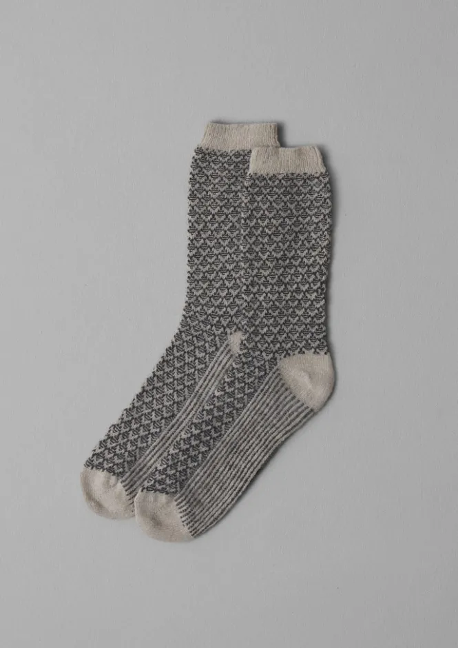 Socks & Tights-TOAST Honeycomb Stitch Wool Socks Putty/Kohl