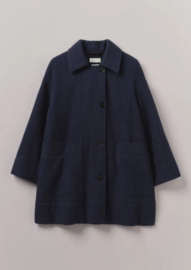Coats & Jackets-TOAST Cotton Wool Pea Coat Indigo