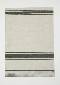 Aprons & Tea Towels-TOAST Irregular Stripe Linen Tea Towel Natural/Black