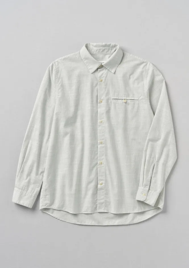 Shirts-TOAST Jet Pocket Fine Stripe Cotton Shirt Ecru/Charcoal
