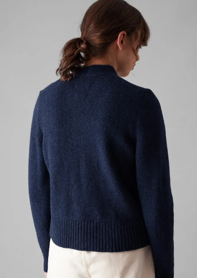Knitwear-TOAST Kaia V-Neck Wool Cardigan NavyMelange