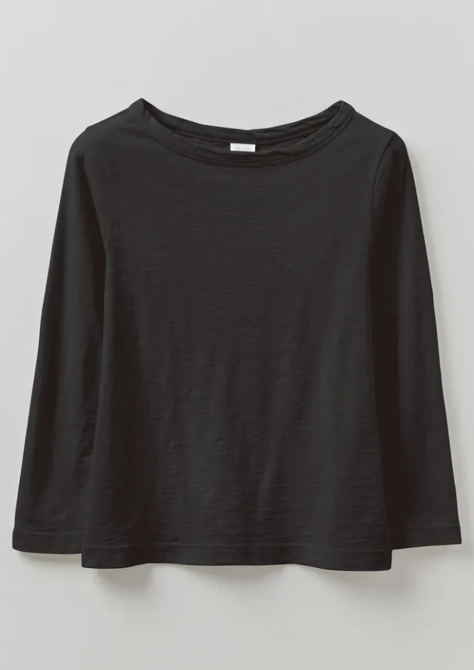 Jersey|Tops & Tees-TOAST Lia Garment Dyed Boat Neck Tee CarbonBlack